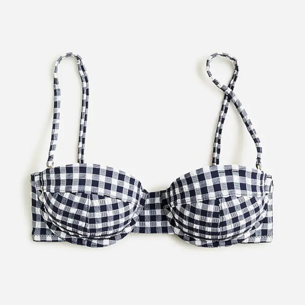J Crew Heritage bandeau bikini top in classic gingham